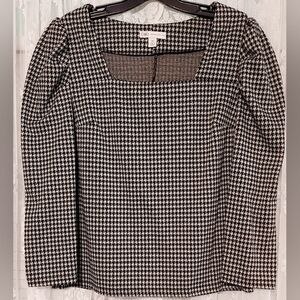 Cato Pullover Top Women's Size M Black & Gray Houndstooth Design
